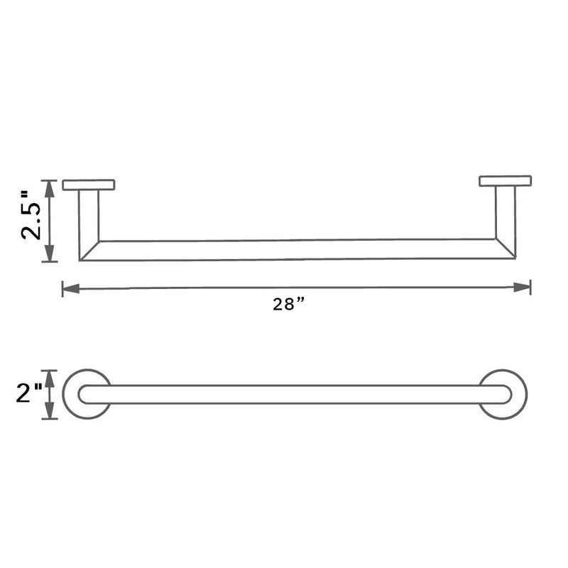 Munich Single Towel Bar - Wall Mount - 28" Brass/Satin Brass