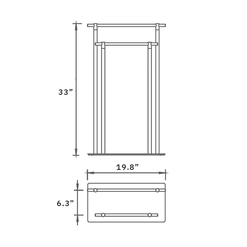 Munich Double Towel Bar - Free Standing - 33" Brass/Matt Black