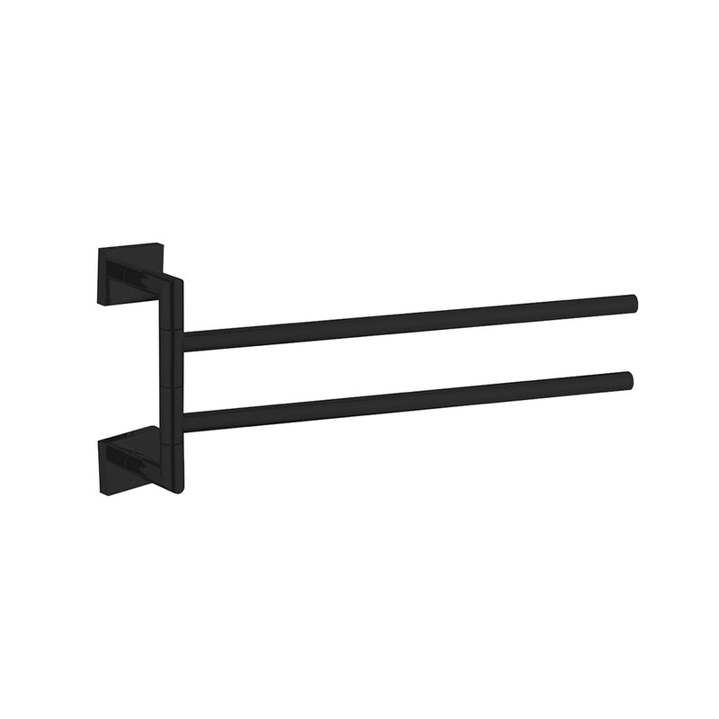 Zurich Double Towel Bar - Wall Mount - 17" Brass/Matt Black