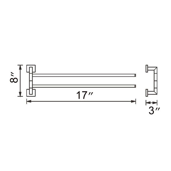 Zurich Double Towel Bar - Wall Mount - 17" Brass/Matt Black