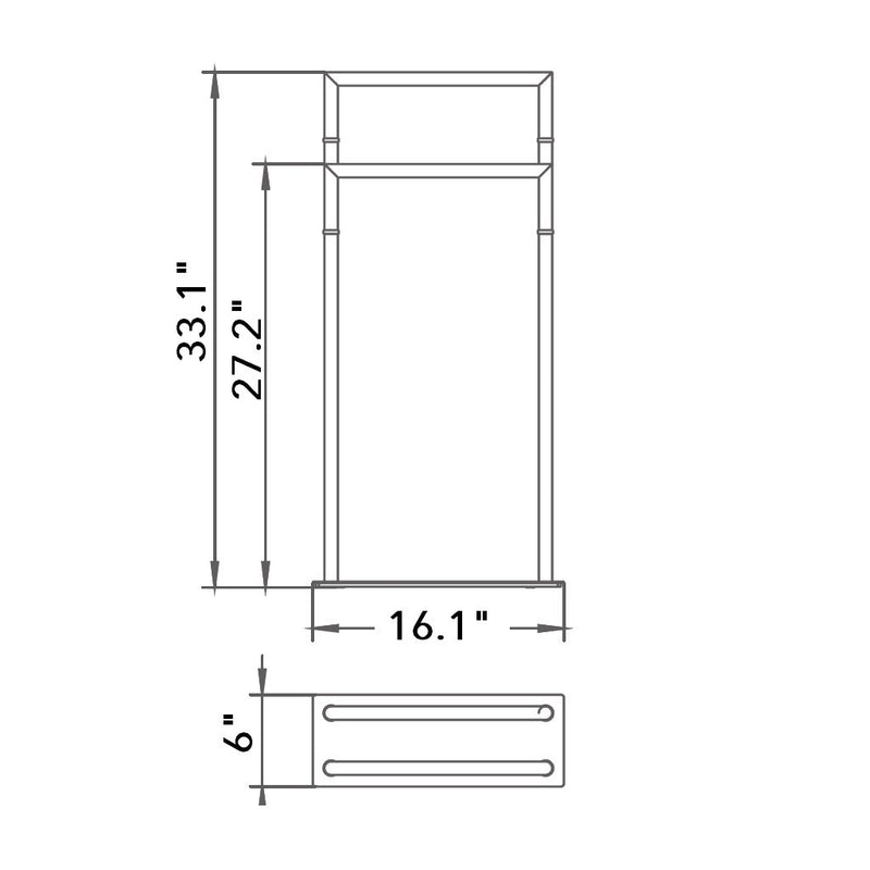 Zurich Double Towel Bar - Free Standing - 33" Brass/Brushed Nickel