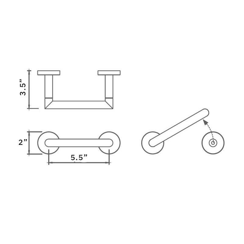 Munich Pivoting Toilet Paper Holder - Wall Mount - 6" Brass/Polished Nickel