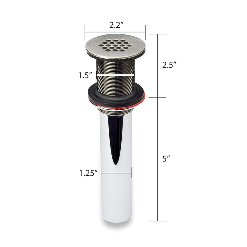 Universal Without Overflow Grid Strainer Sink Drain - Single Hole - 2" Brass/Brushed Nickel