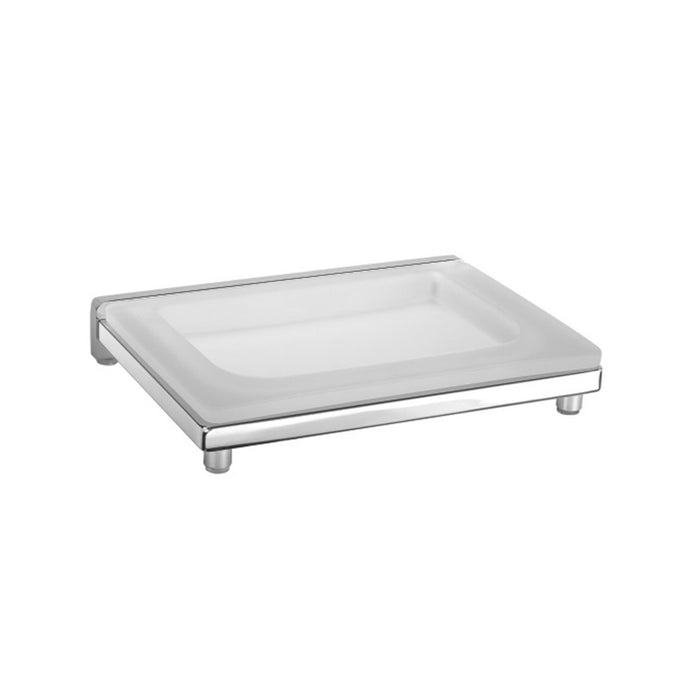 Luk 2 Soap Dish - Free Standing - 6" Brass/Glass/Polished Chrome