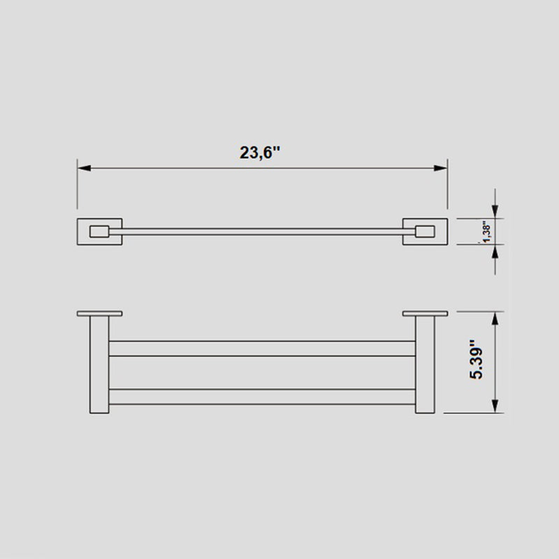 Luk 2 Double Towel Bar - Wall Mount - 24" Brass/Polished Chrome