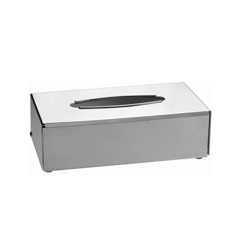 Universal Tissue Box - Wall Or Free Installation - 10" Stainless Steel/Polished Chrome