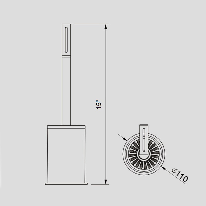 Universal Toilet Brush Holder - Free Standing - 15" Stainless Steel/Glass/Polished Chrome