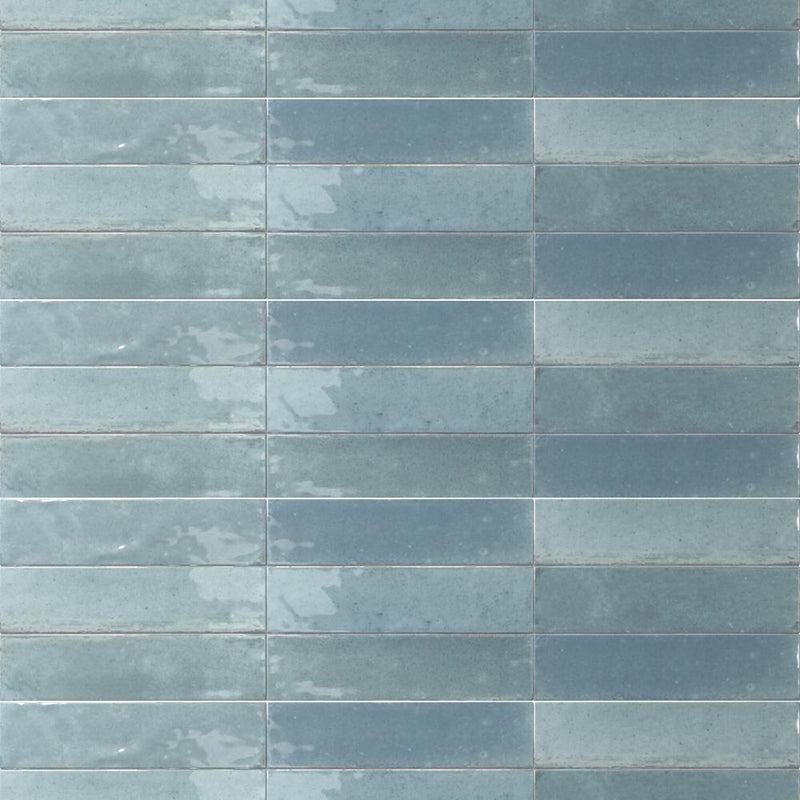 Agadir Floor Tile - Wall Or Floor Mount - 11 x 2.8" Porcelain/Gloss Light Blue