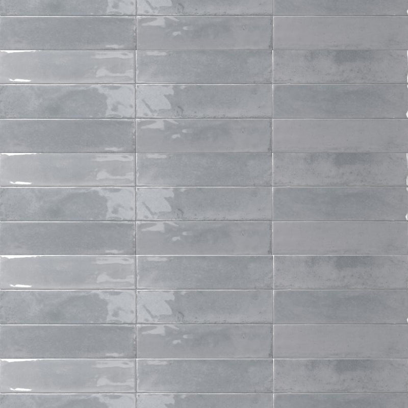 Agadir Piedra Floor Tile - Wall Or Floor Mount - 11 x 2.8" Porcelain/Gloss Grey