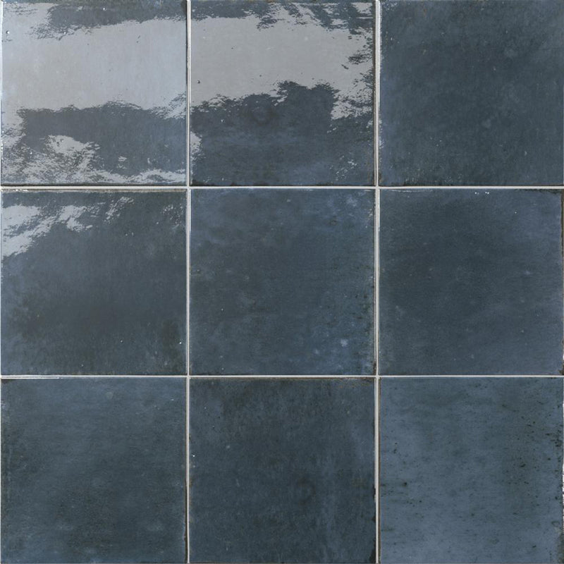 Agadir Floor Tile - Wall Or Floor Mount - 5.8 x 5.8" Porcelain/Gloss Dark Blue