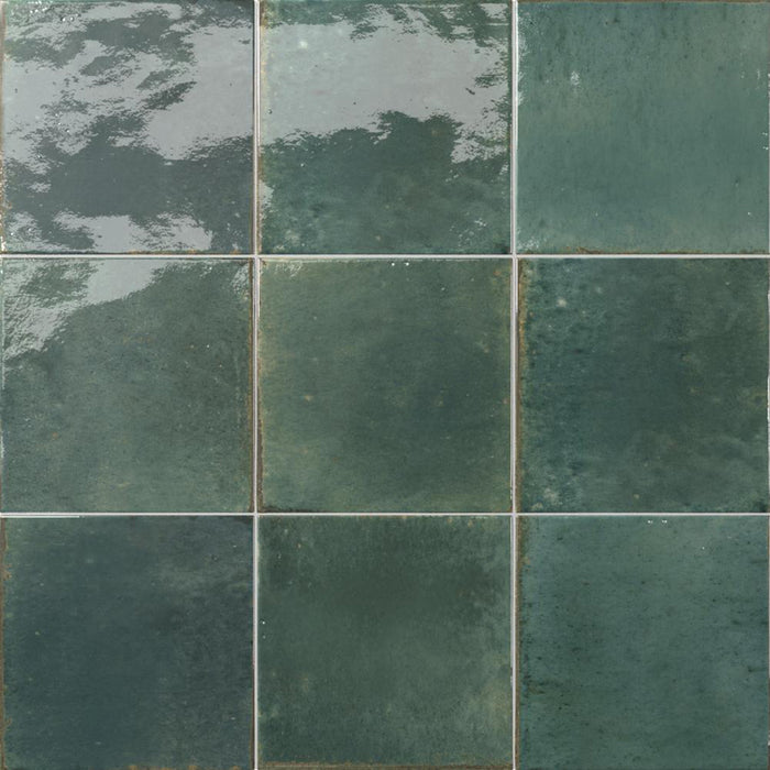 Agadir Floor Tile - Wall Or Floor Mount - 5.8 x 5.8" Porcelain/Gloss Green - Piece : 0.23 SqFt = $ 7.00 / Box: 10.23 Sqft = $ 72.00 - Pieces Per Box: 44 Units