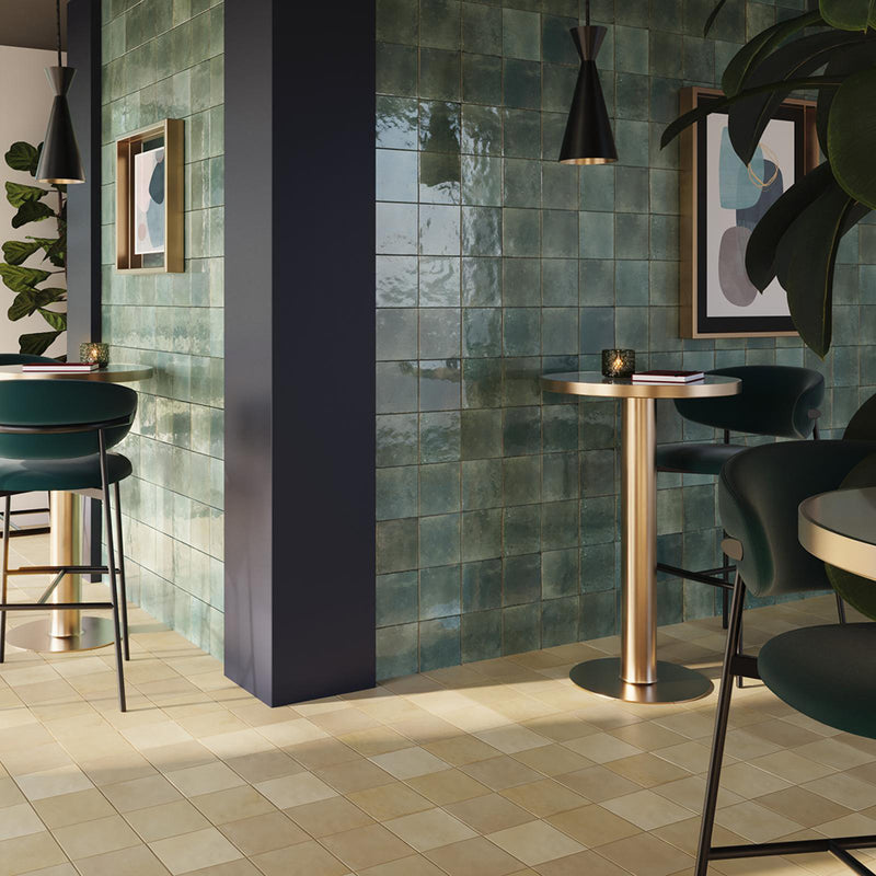 Agadir Floor Tile - Wall Or Floor Mount - 5.8 x 5.8" Porcelain/Gloss Green