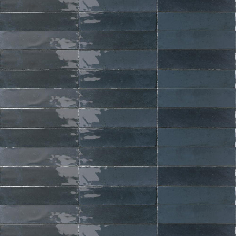 Agadir Floor Tile - Wall Or Floor Mount - 11 x 2.8" Porcelain/Gloss Dark Blue