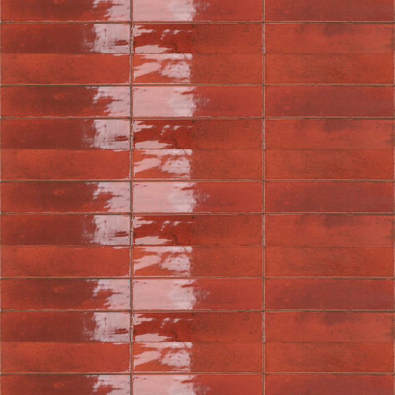 Agadir Floor Tile - Wall Or Floor Mount - 11 x 2.8" Porcelain/Gloss Reddish