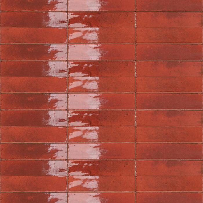 Agadir Floor Tile - Wall Or Floor Mount - 11 x 2.8" Porcelain/Gloss Reddish - Piece : 0.21 SqFt = $ 7.00 / Box: 5.46 Sqft = $ 39.00 - Pieces Per Box: 26 Units