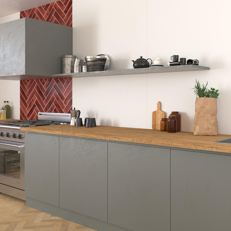 Agadir Floor Tile - Wall Or Floor Mount - 11 x 2.8" Porcelain/Gloss Reddish