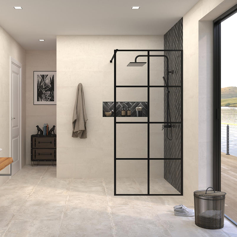 Agadir Floor Tile - Wall Or Floor Mount - 11 x 2.8" Porcelain/Gloss Dark Black