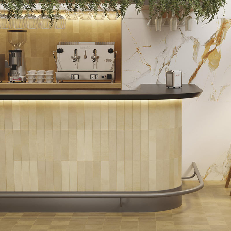 Agadir Cotto Clear Floor Tile - Wall Or Floor Mount - 11 x 2.8" Porcelain/Matt Beige