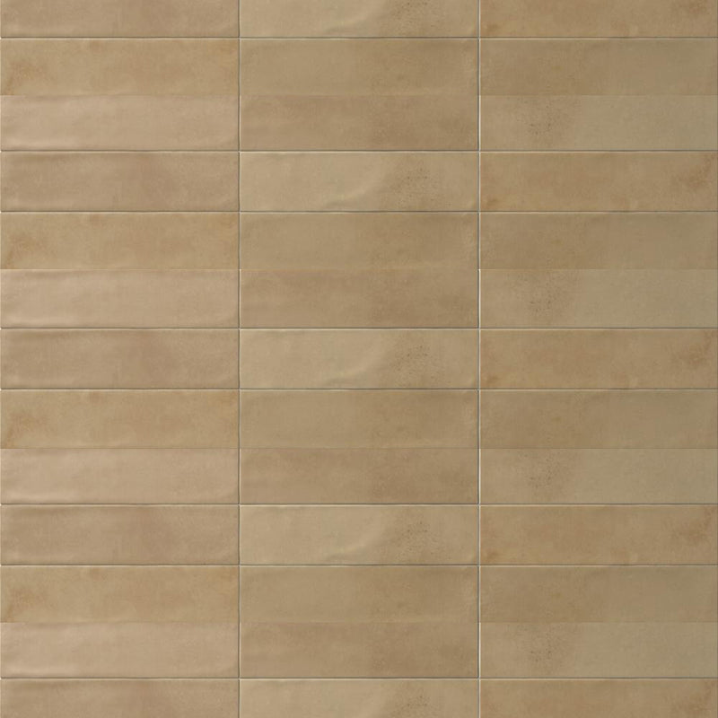 Agadir Cotto Dark Floor Tile - Wall Or Floor Mount - 11 x 2.8" Porcelain/Matt Beige