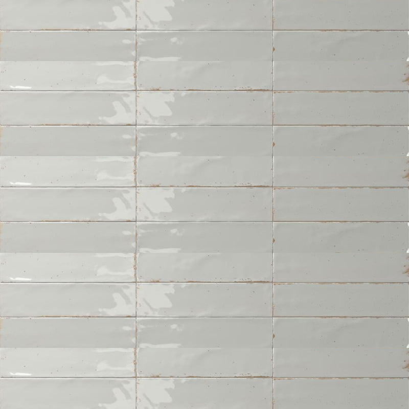 Agadir Mist Floor Tile - Wall Or Floor Mount - 11 x 2.8" Porcelain/Gloss White
