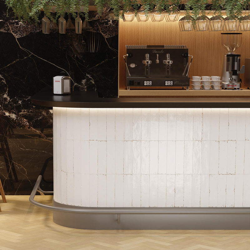 Agadir Mist Floor Tile - Wall Or Floor Mount - 11 x 2.8" Porcelain/Gloss White