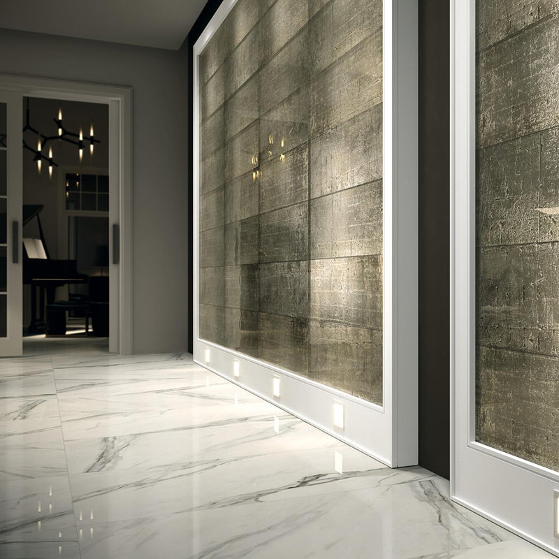 Calacatta Floor Tile - Wall Or Floor Mount - 23.6 x 47.2" Porcelain/Super White