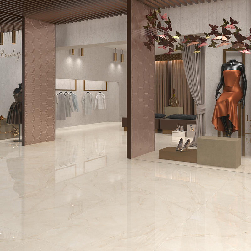 Cremabella Floor Tile - Wall Or Floor Mount - 35.4 x 35.4" Porcelain/Cream - Piece : 8.72 SqFt = $ 8.71 / Box: 8.72 Sqft = $ 76.00 - Pieces Per Box: 1 Unit