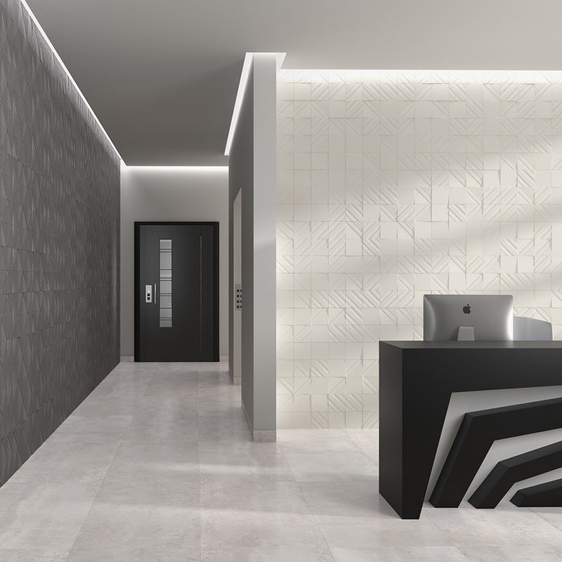 Fancy Floor Tile - Wall Or Floor Mount - 23.6 x 47.2" Porcelain/Grey