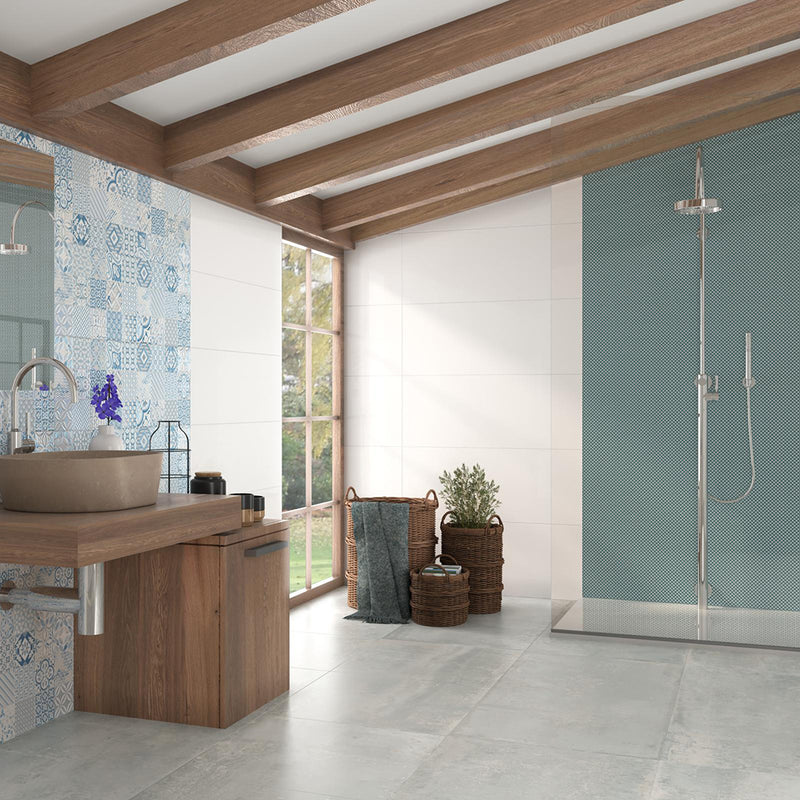 Fancy Floor Tile - Wall Or Floor Mount - 23.6 x 47.2" Porcelain/Grey