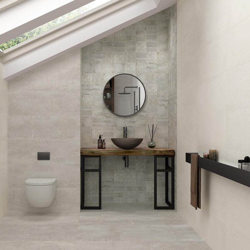 Fancy Floor Tile - Wall Or Floor Mount - 23.6 x 47.2" Porcelain/Grey