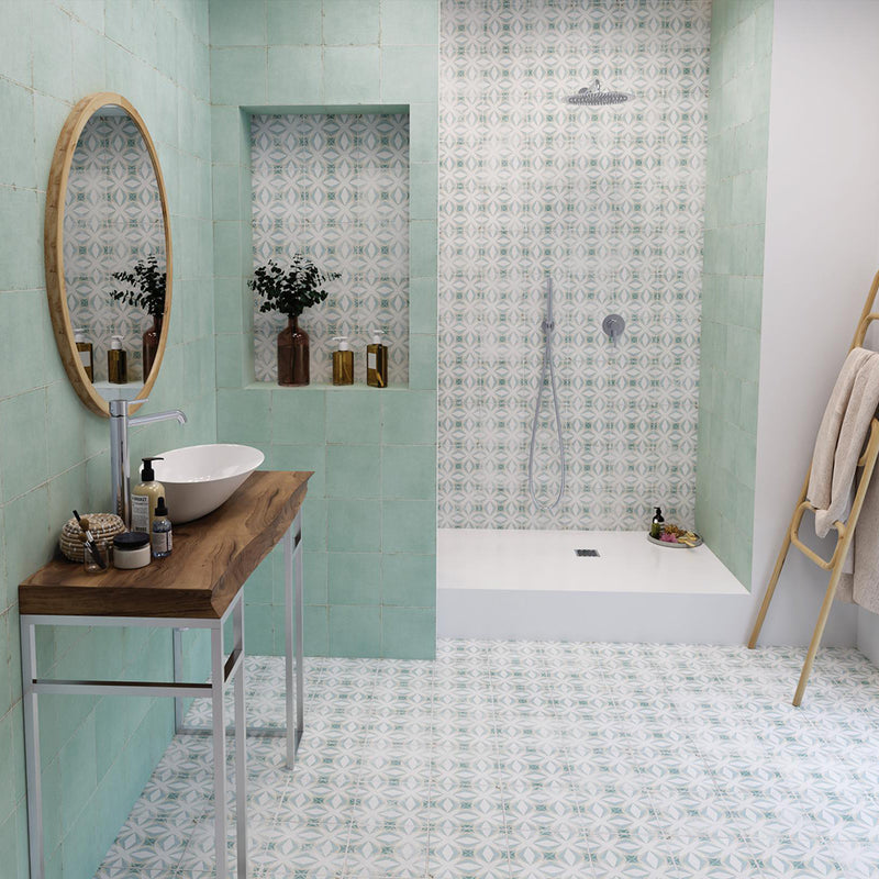 Palmar Floor Tile - Wall Or Floor Mount - 7.9 x 7.9" Porcelain/Matt