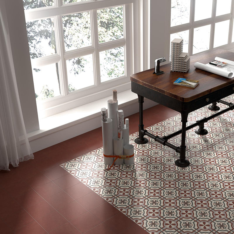 Saudade Bermellon Floor Tile - Wall Or Floor Mount - 7.9 x 7.9" Porcelain/Matt Brown