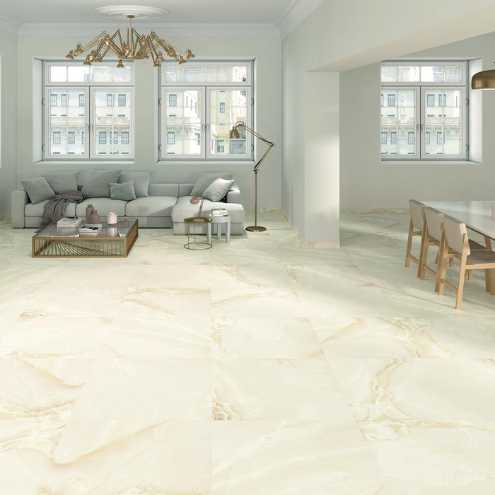 Selene Floor Tile - Wall Or Floor Mount - 35.4 x 35.4" Porcelain/Light Satin - Piece : 8.72 SqFt = $ 7.36 / Box: 8.72 Sqft = $ 65.00 - Pieces Per Box: 1 Unit