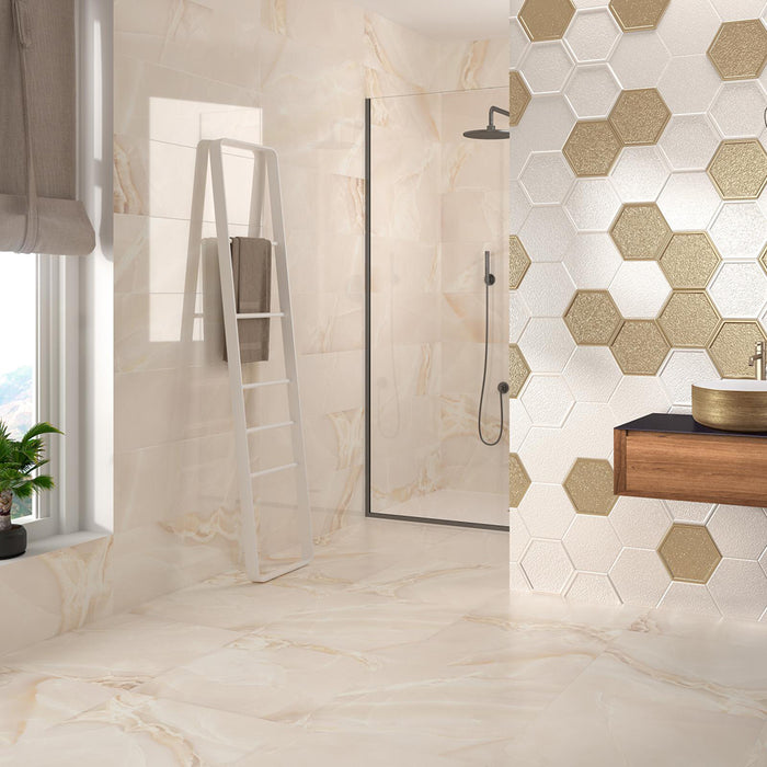 Selene Light Floor Tile - Wall Or Floor Mount - 23.6 x 23.6" Porcelain/Satin - Piece : 3.87 SqFt = $ 6.00 / Box: 11.62 Sqft = $ 70.00 - Pieces Per Box: 3 Units