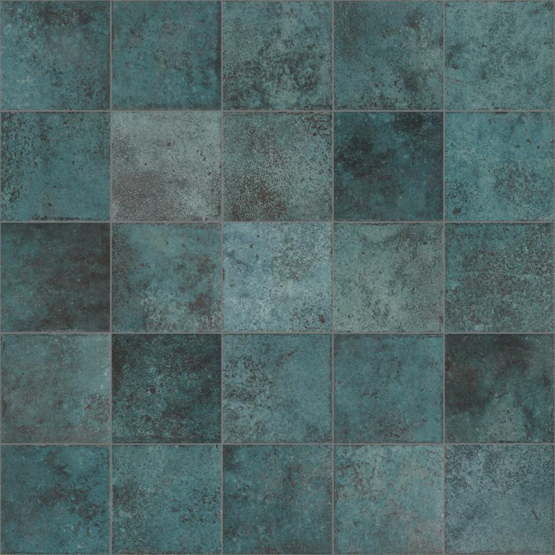 Tahiti Turquoise Anti-Slip Floor Tile - Wall Or Floor Mount - 5.8 x 5.8" Porcelain/Matt Blue