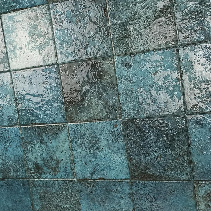 Tahiti Turquoise Anti-Slip Floor Tile - Wall Or Floor Mount - 5.8 x 5.8" Porcelain/Matt Blue - Piece : 0.23 SqFt = $ 8.78 / Box: 10.23 Sqft = $ 90.00 - Pieces Per Box: 44 Units