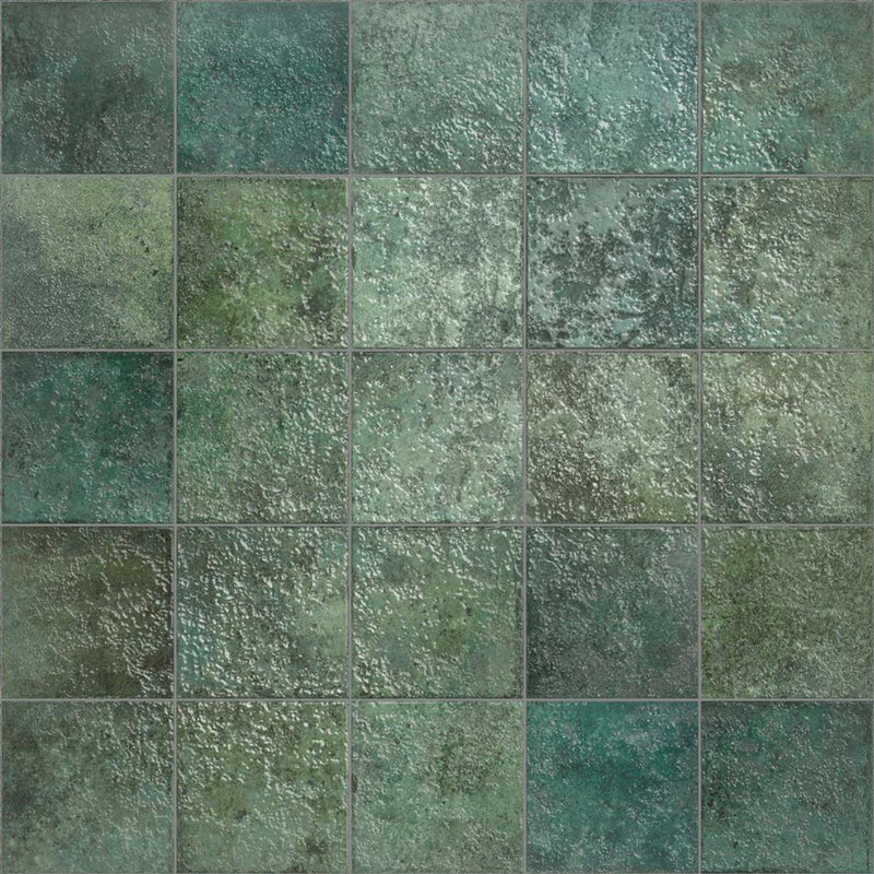 Tahiti Emerald Floor Tile - Wall Or Floor Mount - 5.8 x 5.8" Porcelain/Gloss Green