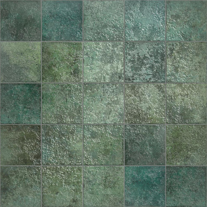 Tahiti Emerald Floor Tile - Wall Or Floor Mount - 5.8 x 5.8" Porcelain/Gloss Green - Piece : 0.23 SqFt = $ 10.10 / Box: 10.23 Sqft = $ 104.00 - Pieces Per Box: 44 Units