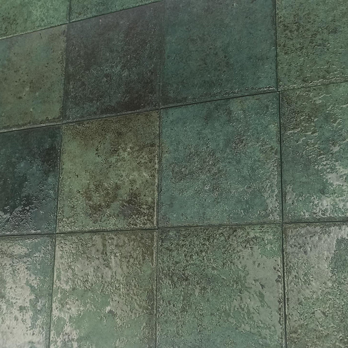 Tahiti Emerald Floor Tile - Wall Or Floor Mount - 5.8 x 5.8" Porcelain/Gloss Green - Piece : 0.23 SqFt = $ 10.10 / Box: 10.23 Sqft = $ 104.00 - Pieces Per Box: 44 Units