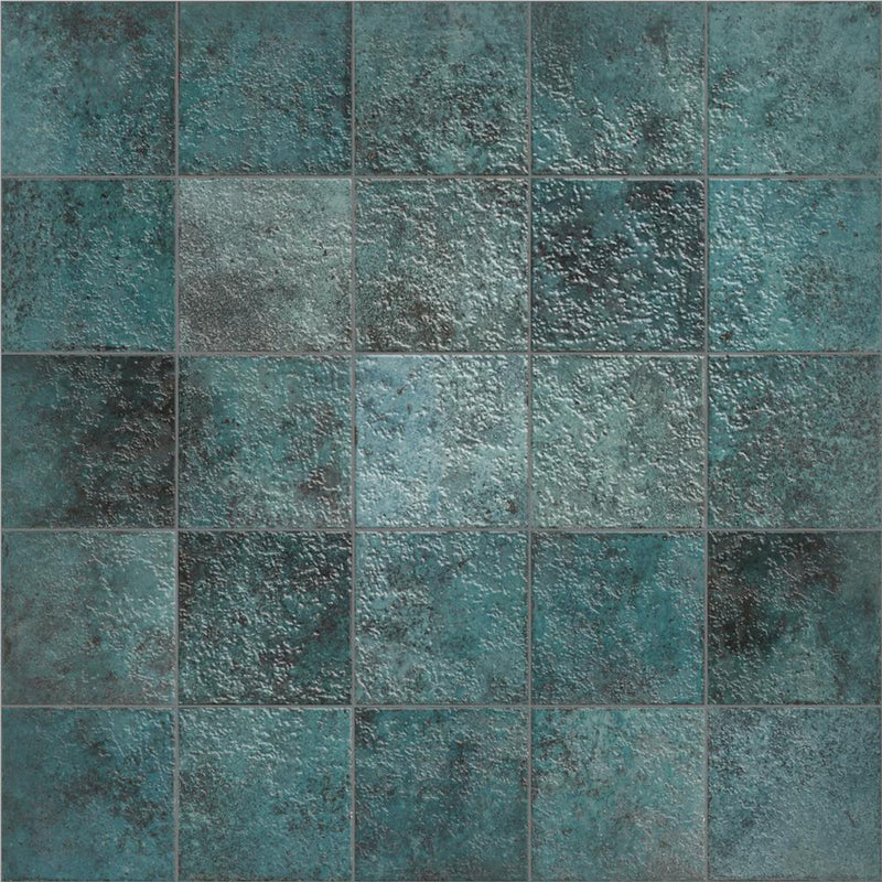 Tahiti Turquoise Floor Tile - Wall Or Floor Mount - 5.8 x 5.8" Porcelain/Gloss Blue