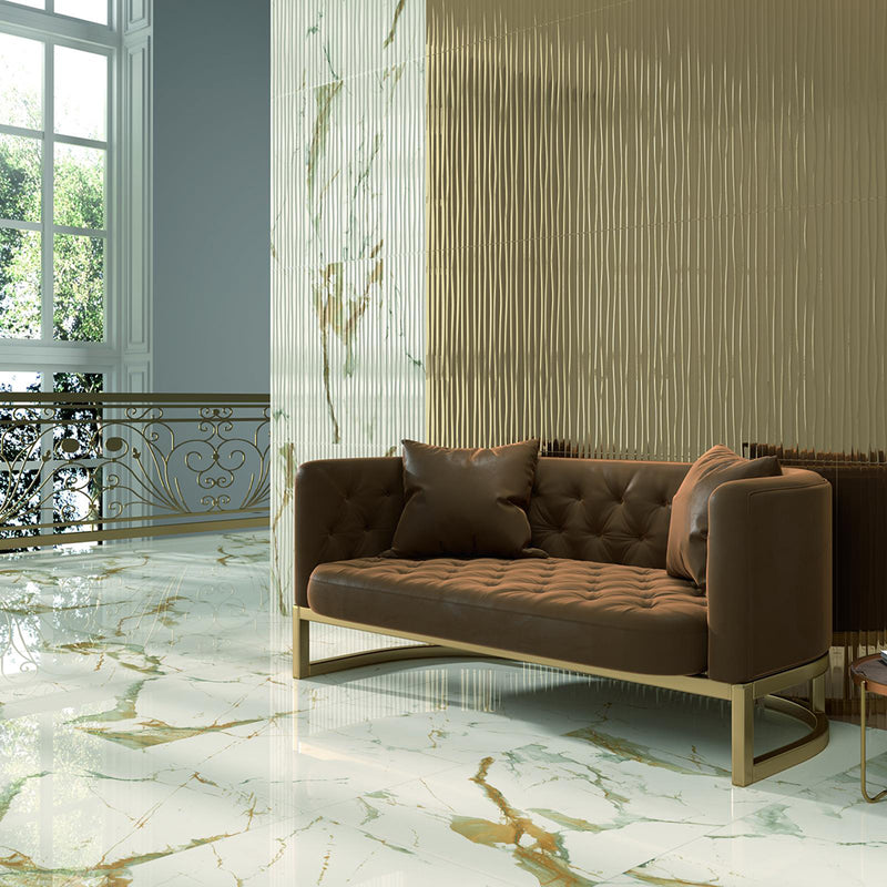 Theia Floor Tile - Wall Or Floor Mount - 35.4 x 35.4" Porcelain/Marble - Piece : 8.72 SqFt = $ 8.71 / Box: 8.72 Sqft = $ 76.00 - Pieces Per Box: 1 Unit