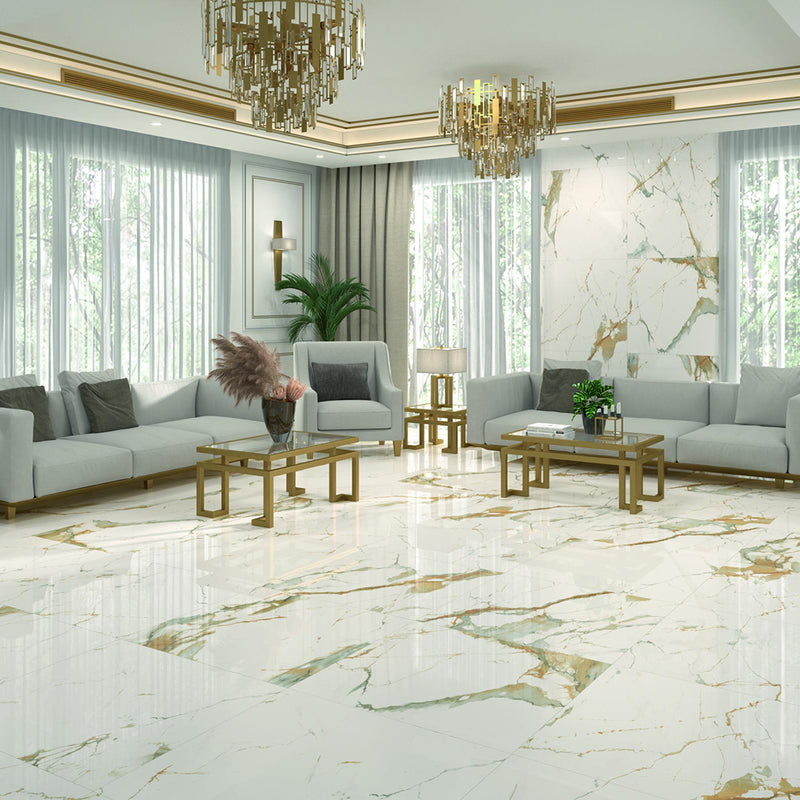 Theia Floor Tile - Wall Or Floor Mount - 35.4 x 35.4" Porcelain/Marble - Piece : 8.72 SqFt = $ 8.71 / Box: 8.72 Sqft = $ 76.00 - Pieces Per Box: 1 Unit