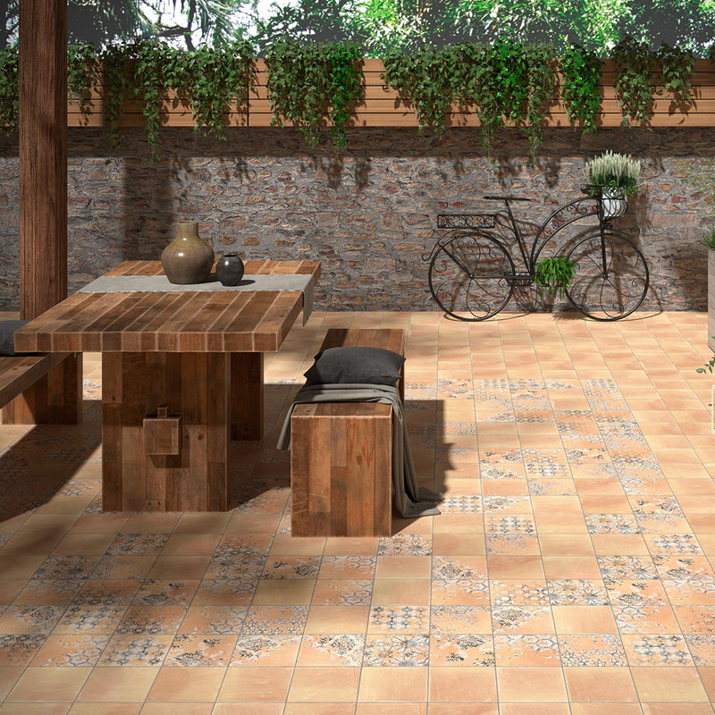Terracota Decor Cotto Floor Tile - Wall Or Floor Mount - 7.9 x 7.9" Porcelain/Matt Terracotta
