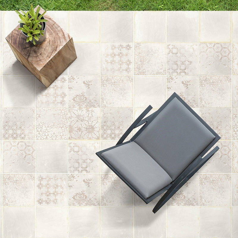 Terracota Decor Floor Tile - Wall Or Floor Mount - 7.9 x 7.9" Porcelain/Matt White