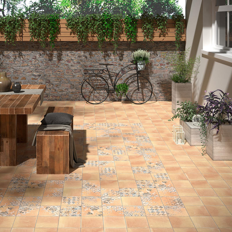 Terracota Cotto Floor Tile - Wall Or Floor Mount - 7.9 x 7.9" Porcelain/Matt Light Terracotta
