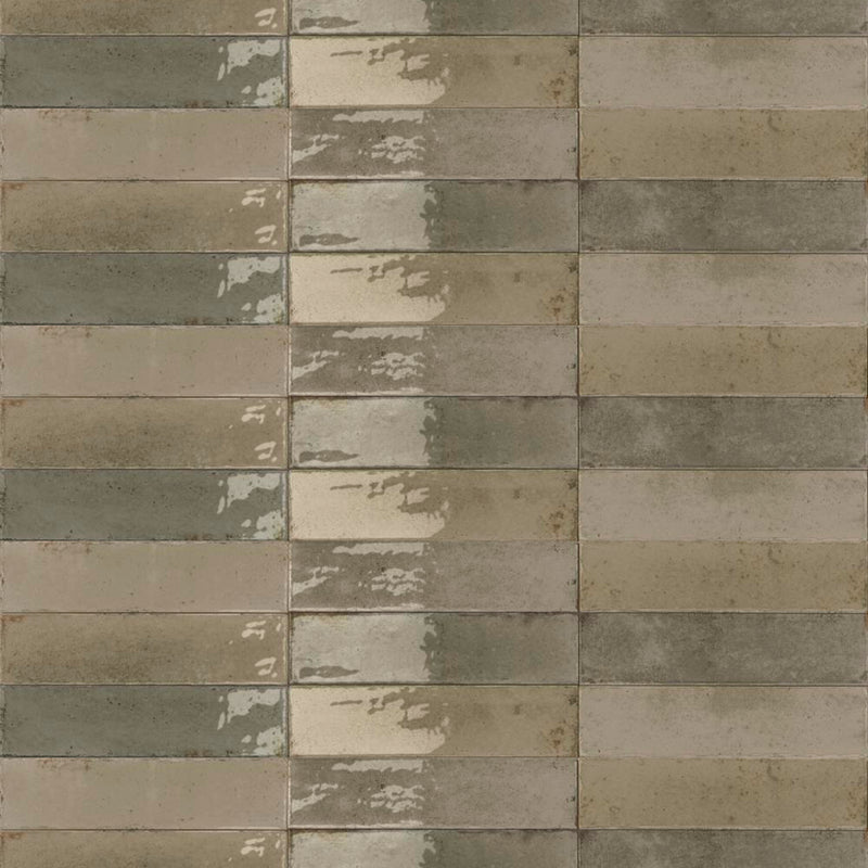 Agadir Musgo Wall Tile - Wall Or Floor Mount - 11.0 x 2.8" Porcelain/Gloss Moss Green