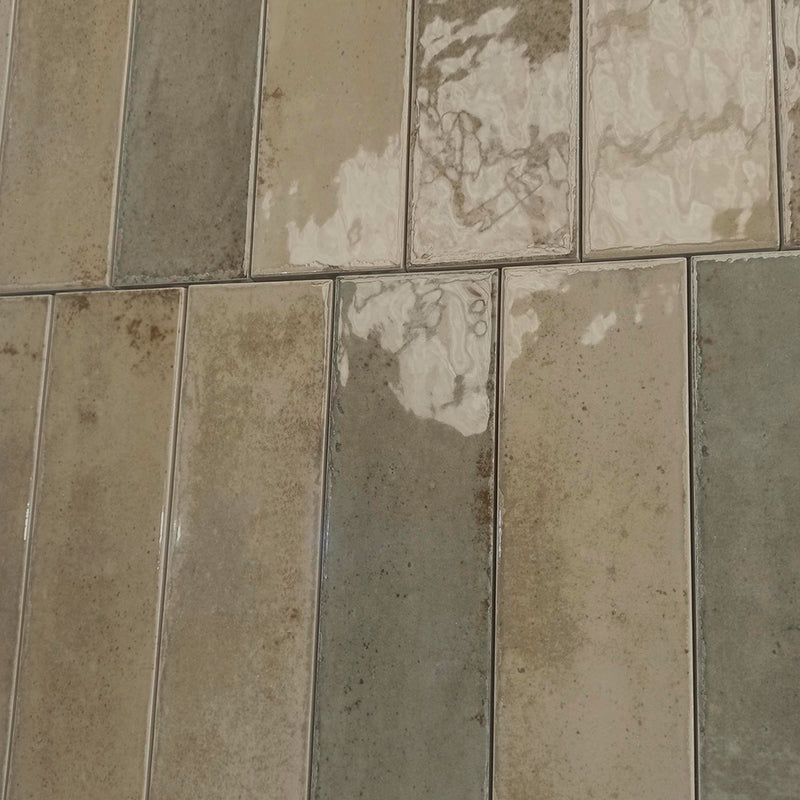 Agadir Musgo Wall Tile - Wall Or Floor Mount - 11.0 x 2.8" Porcelain/Gloss Moss Green