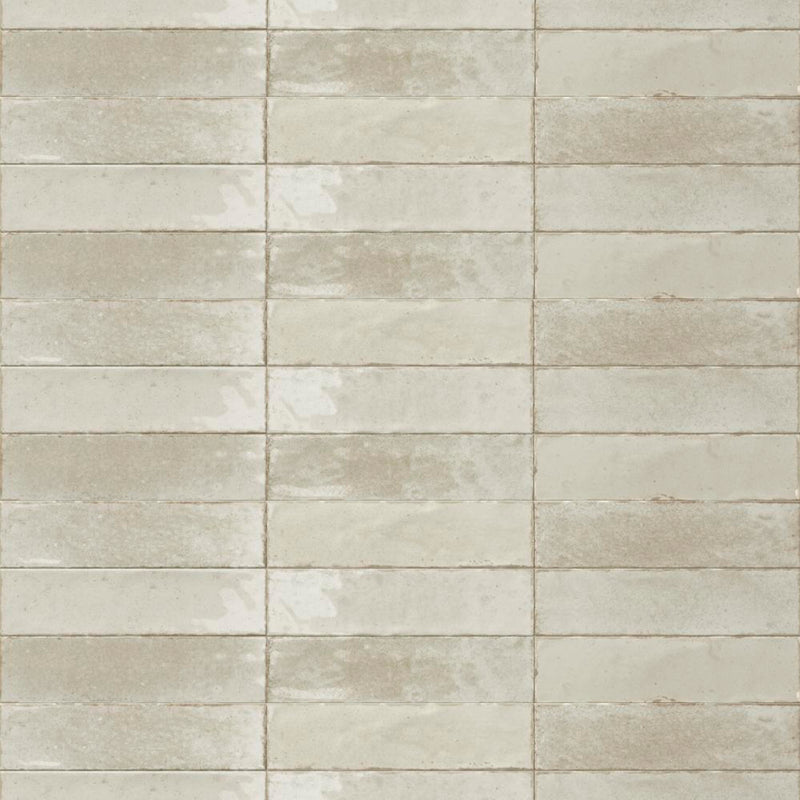 Agadir Ivory Wall Tile - Wall Or Floor Mount - 11 x 2.8" Porcelain/Gloss Warm Ivory