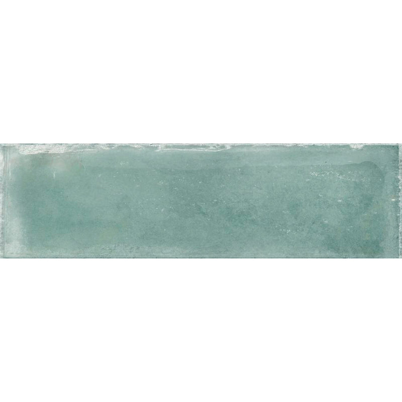 Atlantique Aquamarine Wall Tile - Wall Mount - 9.4 x 2.7" White Body/Gloss Aquamarine