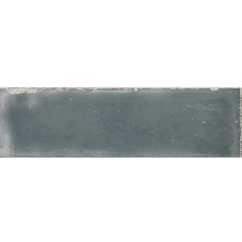 Atlantique Bleu Wall Tile - Wall Mount - 9.4 x 2.7" White Body/Gloss Dark Ocean